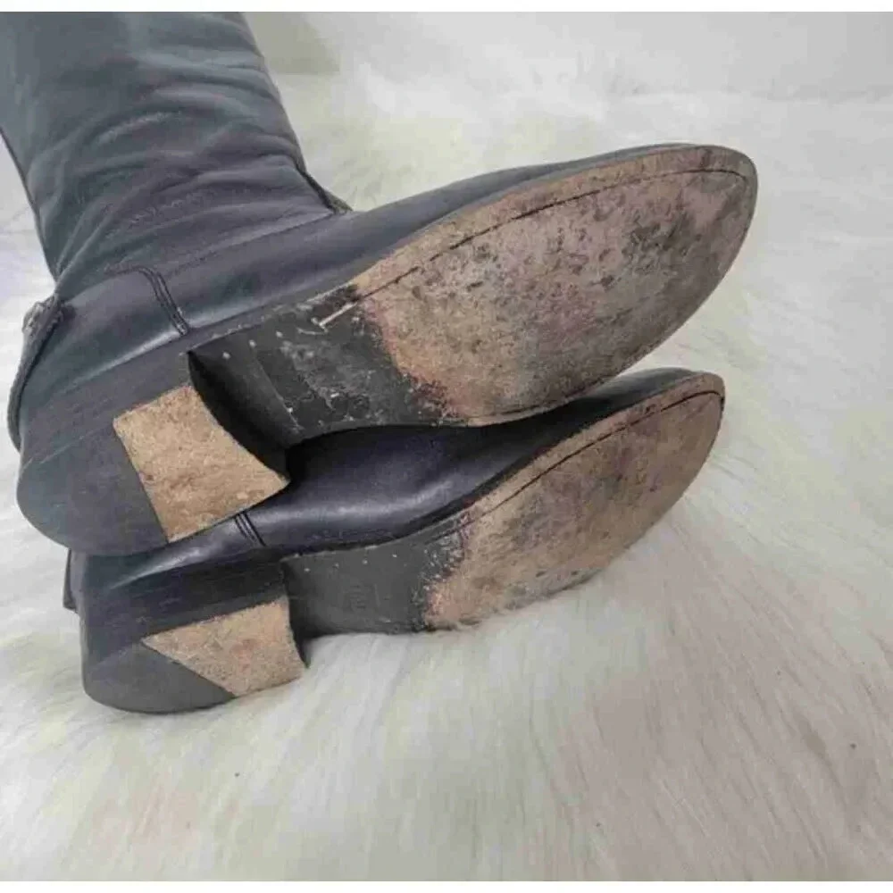 FRYE Women's Melissa Stud Back Zipper Black Riding Boots sz 7B